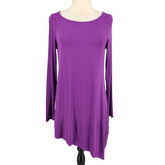 Eileen Fisher Asymmetrical Hem Tunic Top Size Small Purple Minimalist Lagenlook - Picture 1 of 7